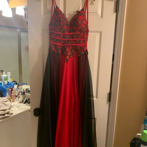 Jovani Black and Red Formal Gown - Picture 5 of 12
